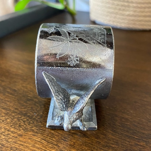 Victorian Silver Plate Figural Eagles Napkin Ring Meriden 146 Antique Birds Rare - Picture 2 of 9